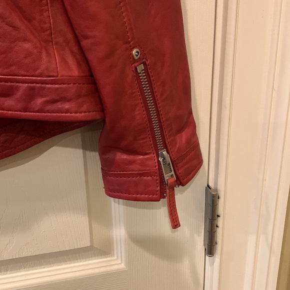 Wilson Burgundy Real Leather Moto Jacket - Picture 8 of 8
